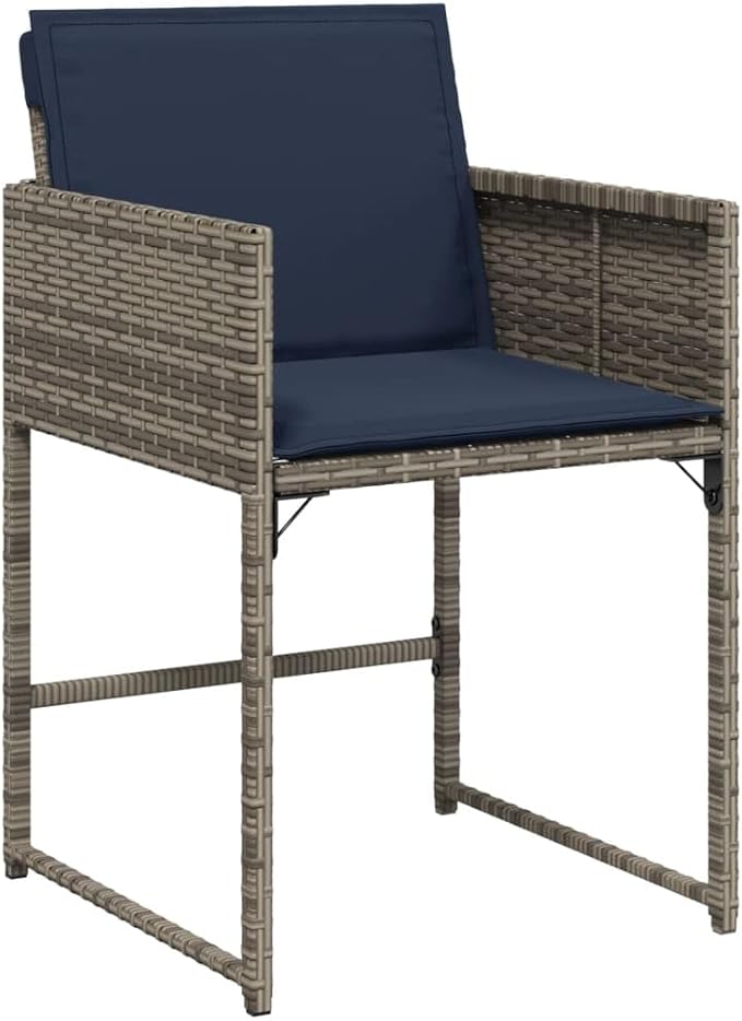 Patio Chairs with Cushions 4 pcs Gray Poly Rattan Dinning Chairs Camping Chair Patio Chairs Outdoor Chairs for Bedroom Patio Dining Outdoor