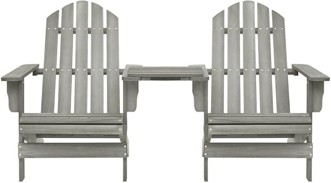 Patio Adirondack Chairs with Tea Table,Garden Chair,Leisure Chair,Bistro Chair,Leisure Chair,Camping Chair,Outdoor Chairs,Conversation Chair,for Patio,Balcony,Party,Solid Wood Fir Gray