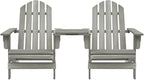 Patio Adirondack Chairs with Tea Table,Garden Chair,Leisure Chair,Bistro Chair,Leisure Chair,Camping Chair,Outdoor Chairs,Conversation Chair,for Patio,Balcony,Party,Solid Wood Fir Gray