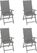 Patio Reclining Chairs,Camp Chair,Barbecue Chairs,Fishing Chairs,Bistro Chair,Coffee Chair,Patio Funiture,for Dining Room,Living Room,Study Room,Garden,4 pcs with Cushions Solid Acacia Wood