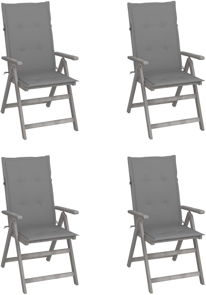 Patio Reclining Chairs,Camp Chair,Barbecue Chairs,Fishing Chairs,Bistro Chair,Coffee Chair,Patio Funiture,for Dining Room,Living Room,Study Room,Garden,4 pcs with Cushions Solid Acacia Wood