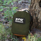 Fox Outfitters Neolite Double Camping Hammock - Lightweight Portable Nylon Parachute Hammock for Backpacking, Travel, Beach, Yard. Hammock Straps & Steel Carabiners Included (Orange/Olive Green)
