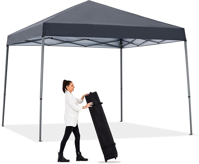 ABCCANOPY Stable Pop up Outdoor Canopy Tent 10 x 10 ft Base / 8 x 8 ft Top, Deep Gray