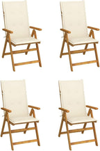 Patio Reclining Chairs,Bistro Chair,Patio Funiture,Lawn Chairs,Armchair,Beach Chair,Camp Chair,Coffee Chair,for Outdoor,Fire Pit,Deck,Lawn,Outside,Garden, 4 pcs with Cushions Solid Acacia Wood