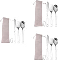 Yardwe 3sets Portable Stainless Steel Camping Cutlery Outdoor Tableware for Picnic Travel Rv Use Compact Design Easy to Clean Modern Lightweight