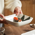 Camping Plates Ceramic Square Dinner Plate Household Dish Hotel Tableware Snack Bowl Cold Decorative Plate