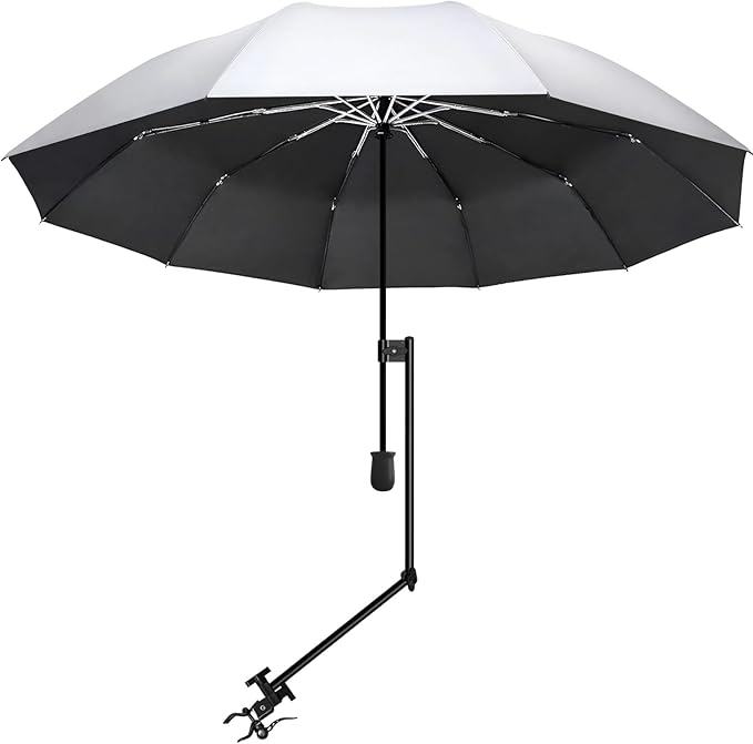 UPF 50+ UV Protection Beach Umbrella with Adjustable Universal Clamp