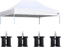 Eurmax USA Pop Up Canopy Replacement Canopy Tent Top Cover, Instant Canopy Top Cover ONLY,Bonus 4PC Pack Weight Bag (8x12, White)