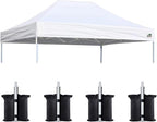 Eurmax USA Pop Up Canopy Replacement Canopy Tent Top Cover, Instant Canopy Top Cover ONLY,Bonus 4PC Pack Weight Bag (8x12, White)