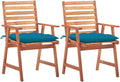 Patio Dining Chairs 2 pcs,Lawn Chair,Camping Chair,Garden Chair,Featuring Slatted Design,Waterproof Cushion,Each Cushion Features 2 Sets of Ropes, with Cushions Solid Acacia Wood