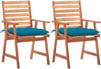 Patio Dining Chairs 2 pcs,Lawn Chair,Camping Chair,Garden Chair,Featuring Slatted Design,Waterproof Cushion,Each Cushion Features 2 Sets of Ropes, with Cushions Solid Acacia Wood