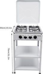 4 Burner Gas Stove Portable Outdoor Stove with Removable Storage Stand, Heavy Duty Stainless Steel Gas Cooker with Wind Blocking Cover for Camping Picnic Home RV Cooking (no hose)