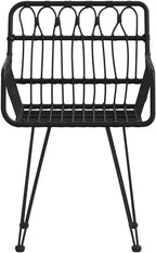 Patio Chairs 2 pcs with Armrest Black ,Coffee Chair,Study Chair,Armchair,Garden Chairs,Outdoor Chairs,Camping Chair,Beach Chair,for Deck, poolside,Camping,Beach,Campsite,22"x25.2"x31.5" PE Rattan
