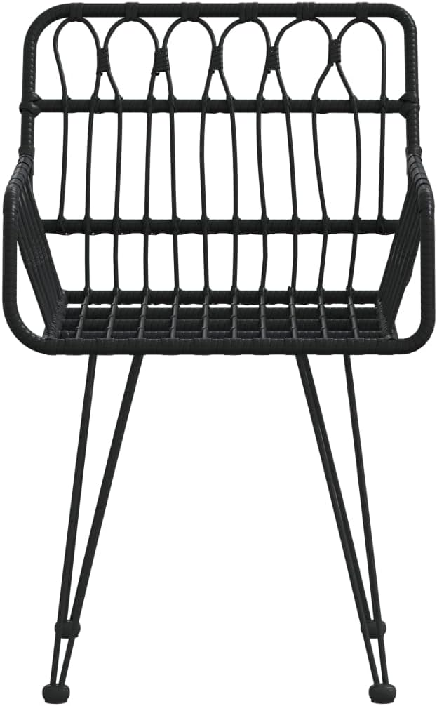 Patio Chairs 2 pcs with Armrest Black ,Coffee Chair,Study Chair,Armchair,Garden Chairs,Outdoor Chairs,Camping Chair,Beach Chair,for Deck, poolside,Camping,Beach,Campsite,22"x25.2"x31.5" PE Rattan