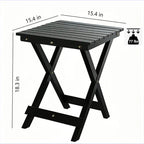 2 Pcs Small Folding Patio Side Table Outdoor Wood Wooden Small End Portable Plant Little Table for Garden Yard Porch Living Room Space Pool 15.4x15.4 x18.3 inch (Black)