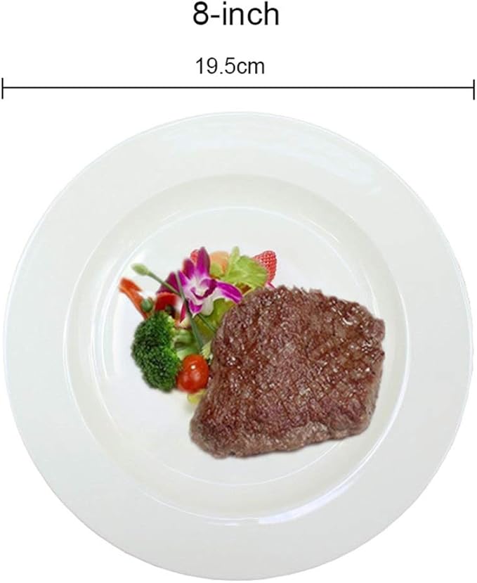 8 Inches White Flat Set of 6 Festive Banquet Camping Bone China Tableware