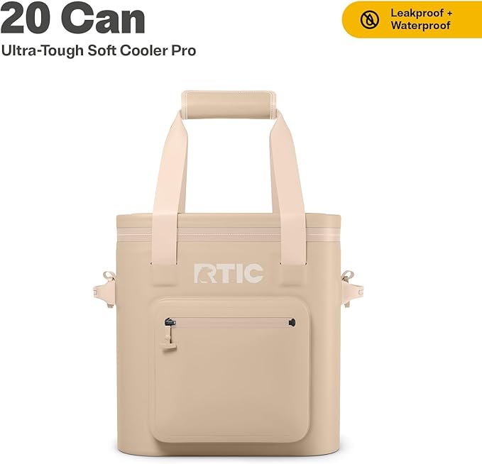 RTIC 20 Can Ultra-Tough Soft Cooler Pro, Insulated, Waterproof, Leak Proof, Portable Floating Bag for Beverage, Drink, Lunch, Outdoor, Beach, Car,Camping, Picnic, Fishing, Boat