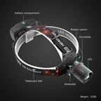 WINDFIRE Rechargeable Headlamp White Red LED Hunting Headlamps Super Bright 4 Modes 90° Adjustable Zoomable Head Lamp for Running Camping Hiking Fishing Night Vision Astronomy