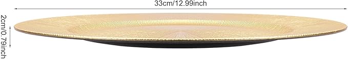 DYRABREST 50 Pcs Gold Charger Plates, 13 Inch Bulk Round Charger Plates Plastic Wedding Dinner Elegant Reusable for Table Setting Wedding Party Event Tabletop Setting Decor (Gold)