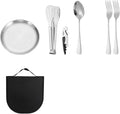 Portable Tableware Set, Stainless Steel Camping Utensils with Storage Bag for Outdoor Picnic Hiking