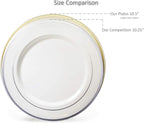OCCASIONS 240 Piece Heavy Duty Disposable Plastic Plates Set for 120 Guests – Includes 10.5" Dinner & 7.5" Dessert Plates, Elegant Party Plates for Weddings, Events, Odyssey in Blue & Gold Rim.