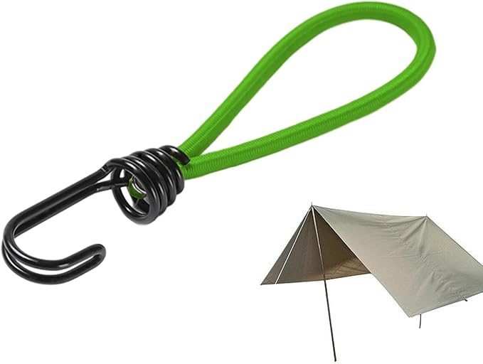 Tent Cords, Elastic Short Tent Straps with Hook, Small Straps for Hammock, Hiking, Awning, Canopy, Portable for All Weather