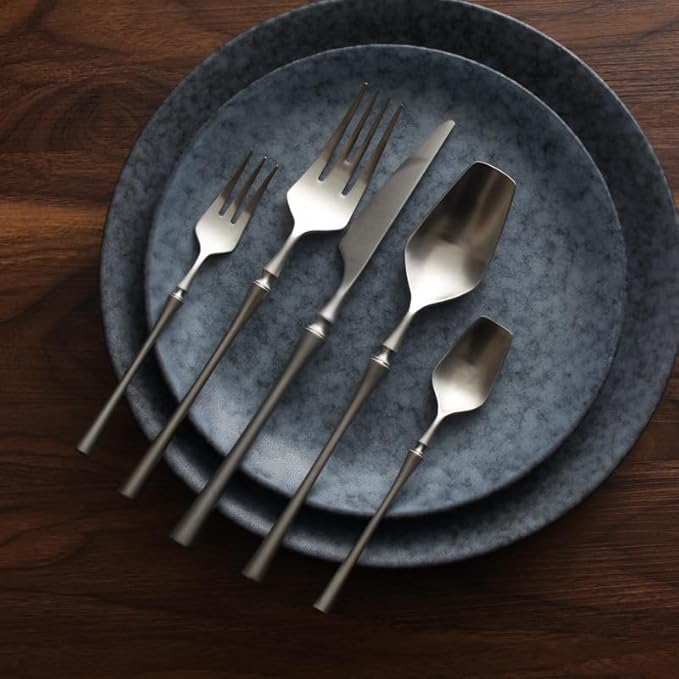 Cutlery Set Pieces Service Stainless Steel Titanium Flatware,Cutlery Flatware Set Of 4, Stainless Steel Tableware, Include Knife Fork Spoon Dinnerware with Elegant Box, for Home, Hotel, Res