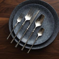Cutlery Set Pieces Service Stainless Steel Titanium Flatware,Silverware Flatware Cutlery Set, 5/20/30/40/50/60 Pieces Small Waist Series Silver Knife and Fork Spoon 304 Stainless Steel Tabl