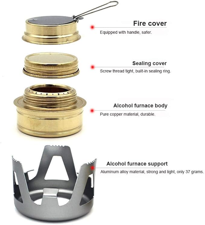 Portable Outdoor Mini Alcohol Stove Burner Ultralight Camping Cookware Set for Outdoor Camping, Hiking, Backpacking, Picnic