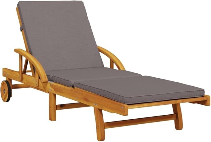 Camping Chairs Patio Furniture Beach Chair Outdoor Chairs Sun Loungers 2 pcs with Cushions 78.7"x26.8"x32.7" Solid Wood Acacia for Poolside Backyard and Beach