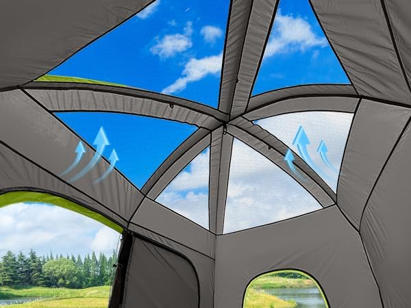 CAMPROS CP Upgraded 6/8 Person Camping Tents, Waterproof Windproof Family Tent with Larger Mesh Windows & Door, Double Layer, Easy Set Up, All-Season Dome Tent with Top Rainfly & Carry Bag