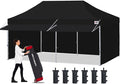 ABCCANOPY 10x20 Pop up Canopy Tent with Sidewalls - Easy up Canopies with Awning, Outdoor Tents for Parties, Market, Commercial Events, Black
