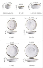 Dinnerware Sets Dish Set, Ceramics European Style Marble Dishes and PlatePorcelain Cake Dish Pastry Fruit Tray Ceramic Tableware Steak Dinner Plate (2 People) (6 People) (8 People)