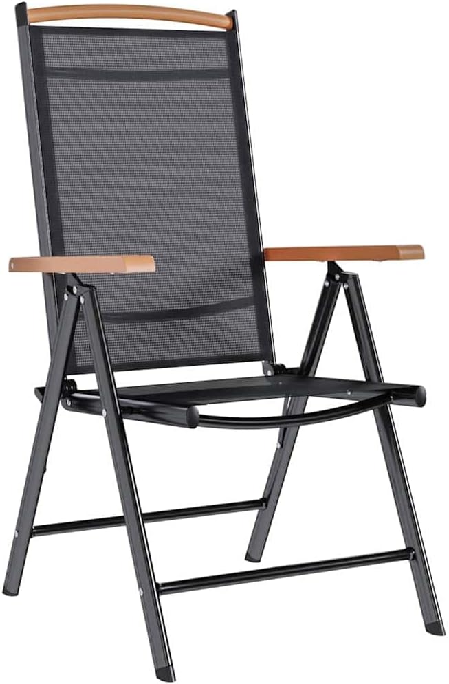 6-Pack Black Folding Patio Chairs, 25.6"x22.8"x42.9" Textilene Zero Gravity Outdoor Lounge Seats with Adjustable Backrest, Lightweight Camp Chairs for Garden Balcony Terrace
