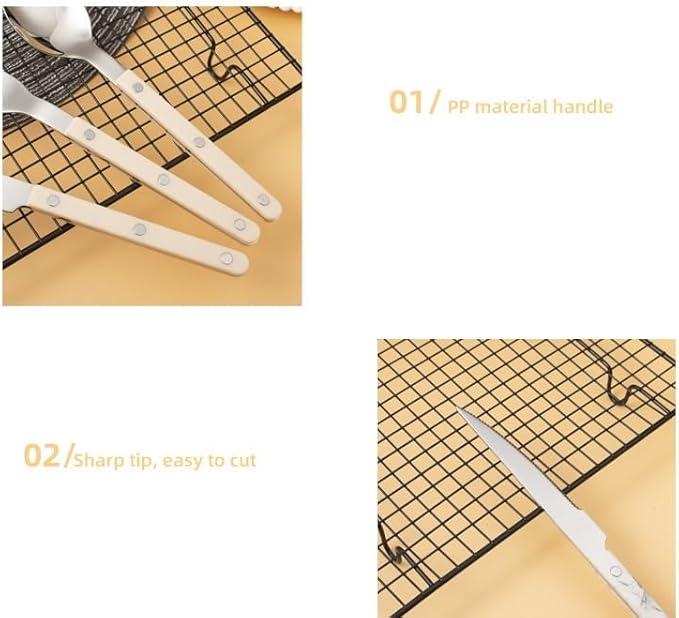 Cutlery Set Pieces Service Stainless Steel Titanium Flatware,Silverware Flatware Cutlery Set， 6/24/36/48 Piece Tableware Steak Knife， Fork Spoon Butter Knife Dessert Spoon ABS Rivet Handle