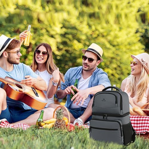 MATEIN Cooler Backpack, 26 Cans Insulated Lunch Backpack for Men Women, Leakproof Double Layer Lunch Cooler Bag Lightweight Soft Lunch Backpack with Cooler Compartment, Beach Camping Hiking Beer Gifts
