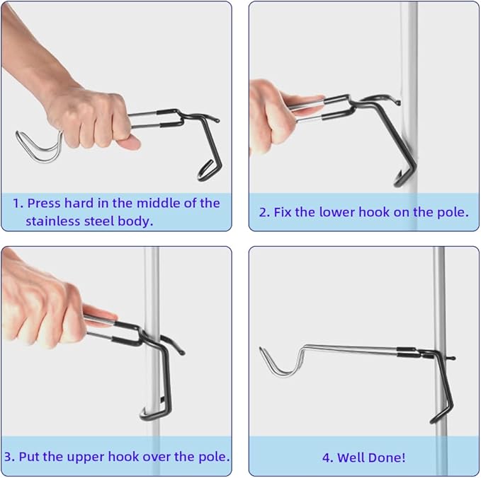 Outdoor Camping Lantern Hook for Tent lamp Hanger, Bird feeders, Garden Lights, Heavy Duty Outdoor Light Hook - Sturdy and Non Slip Pole Hooks for Yard lightings, Decor, 2 PCS