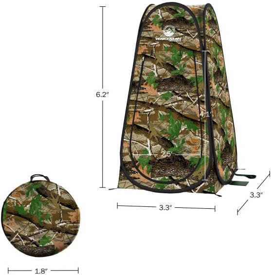 Wakeman Pop Up Changing Tent, 3.3 x 3.3 x 6.2ft, Camping Shower Tent for Portable Toilet Stall or Dressing Room with Carry Bag for Camping, Beach, or Tailgate, Polyester