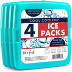 Cool Coolers by Fit + Fresh, Reusable & Long-Lasting Slim Ice Packs, Cold Packs for Lunch Boxes, Ice Packs for Lunch Bags, Green 8 Pack