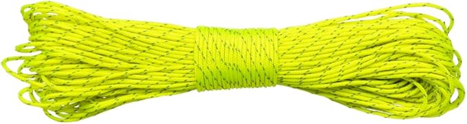 Paracord Planet – Fluorescent 1.75mm Reflective Guyline 95 Paracord Tent Rope Camping Parachute Cord – Neon Yellow – 65ft