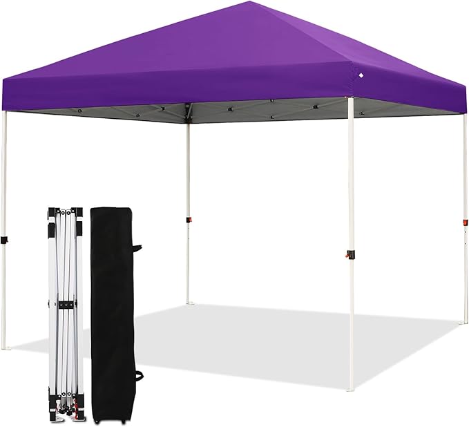 Northroad 10x10ft Pop Up Canopy, Popup Outdoor Canopy Tent with Wheeled Carrying Bag,Portable Gazebo Shelter for Patio,Deck,Garden,Beach（Purple）