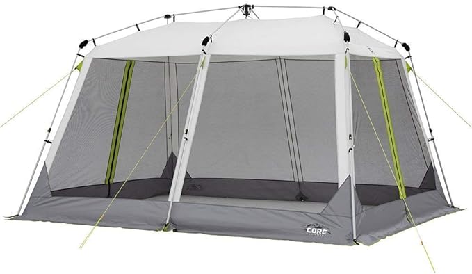 CORE 12'x10' Instant Screen House | Folding and Portable Large Pop Up Canopy Shelter with Included Carry Bag | Perfect for Family Camping, Outdoor, Picnic, Backyards, BBQ, Tailgate, Patio and Party