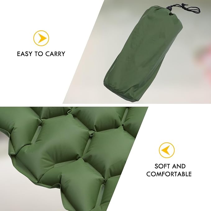PRETYZOOM Outdoor Inflatable Sleeping Mat Waterproof Camping Mattress Portable Tent Sleeping Pad 192x58x6cm Green for Hiking and Travel