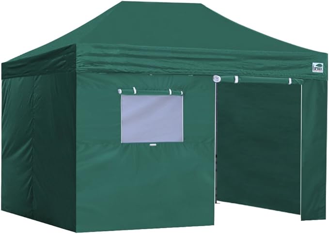 Eurmax USA Professional Pop up Canopy Wedding Party Tent Instant Outdoor Gazebo with Side Walls Aluminum Frame Commercial Grade Bonus Roller Bag(Forest Green)