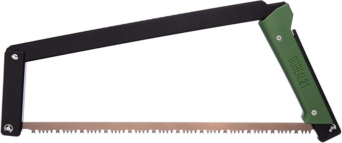 AGAWA - BOREAL21-21 Inch Folding Saw with All-Purpose Saw Blade - Camping Gear For Hiking, Fishing, Hunting, Bushcraft & Survival Kit (Black Frame/Green Handle)