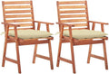Patio Dining Chairs,Bistro Chair,Camping Chair,Armchair,Outdoor Chairs,Beach Chair,Fishing Chairs,Barbecue Chairs,for Deck, poolside,Camping,Beach,Campsite, 2 pcs with Cushions Solid Acacia Wood