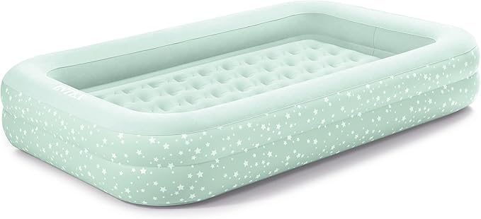 Intex Kids Travel Air Mattress Inflatable Bed Set with Raised Sides, Hand Pump, and Carrying Bag for Camping Trips and Sleepovers, (3 Pack)