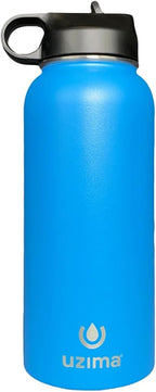Uzima - Z-Source Filtered Water Bottle for Hiking, Backpacking, Camping, and Travel. Large 32oz Capacity with Double-Walled Stainless Steel Exterior.