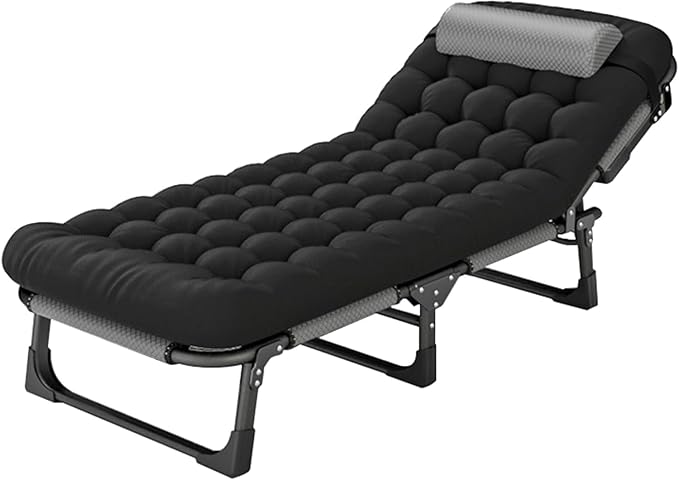 Folding Camping Cot for, Adjustable Adults Reclining Chaise, Folding Camping Cot, Sleeping Cots, Camp Bed for Outdoor, Home, Office,A