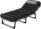 Folding Camping Cot for, Adjustable Adults Reclining Chaise, Folding Camping Cot, Sleeping Cots, Camp Bed for Outdoor, Home, Office,A